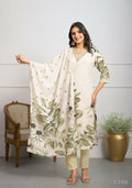 Festive Wear Ethnic White frencs crepe With Cotton Lining Stitched Suit With Dupatta - Tanisha | Grocsy