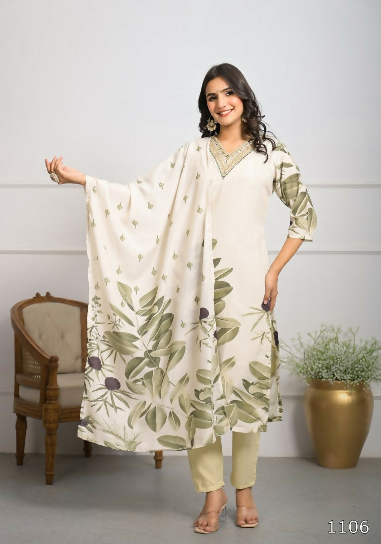 Festive Wear Ethnic White frencs crepe With Cotton Lining Stitched Suit With Dupatta - Tanisha | Grocsy