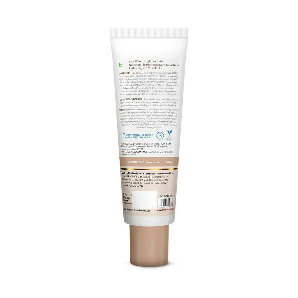Mamaearth Rice Water Tone Up Face Cream with Rice Water & Niacinamide for Glass Skin | Grocsy