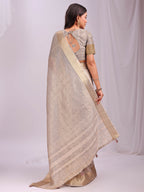 Shree Shyam Fashion Organza Cream Saree | Grocsy