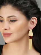 Joban Fashion Women Red Stone Matte Gold Earrings | Grocsy