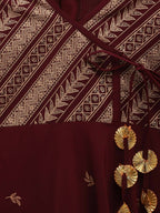 Ahalyaa Wine Crepe Glitter Print Kids Kurta For Girls | Grocsy