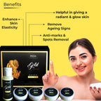 Prisa Organics Gold Facial Kit For Radiant & Glowing Skin - Cleanses & Rejuvenates Skin, Removes Dead Skin, Blackheads | Grocsy