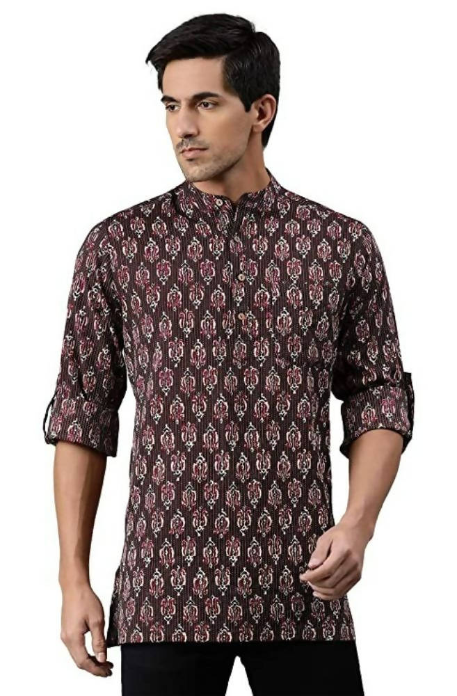 Janasya Men's Brown Cotton Kurta | Grocsy