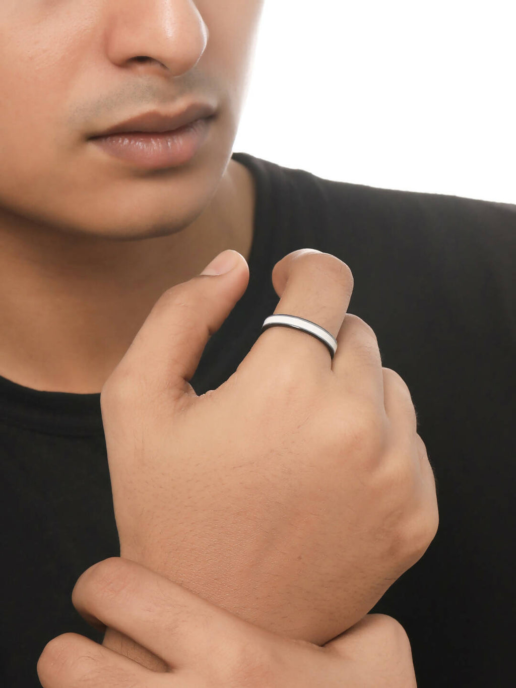 NVR Men's Silver Metal Ring | Grocsy