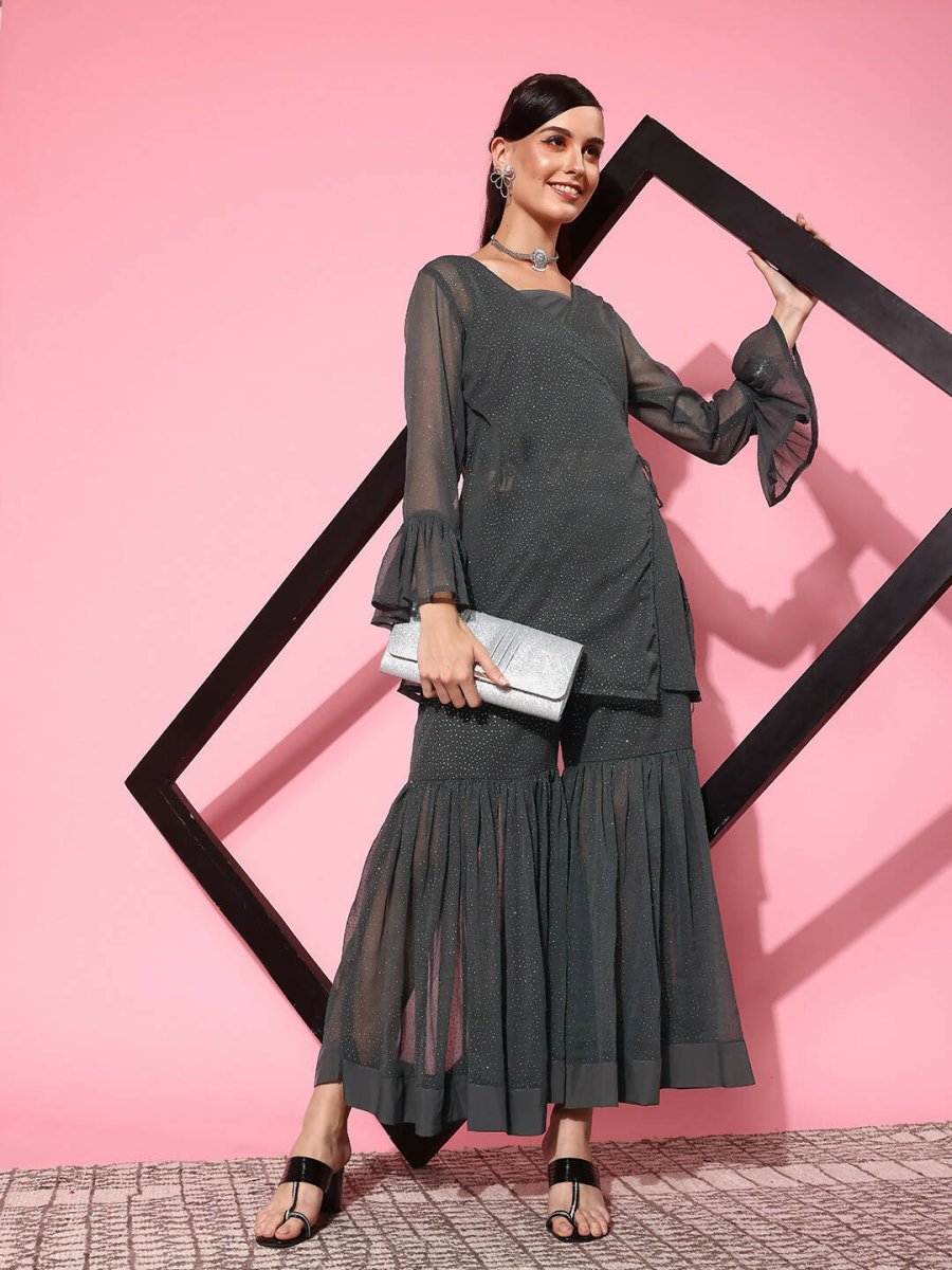 Ahalyaa Women's Traditional Wear Co-ods - Grey | Grocsy