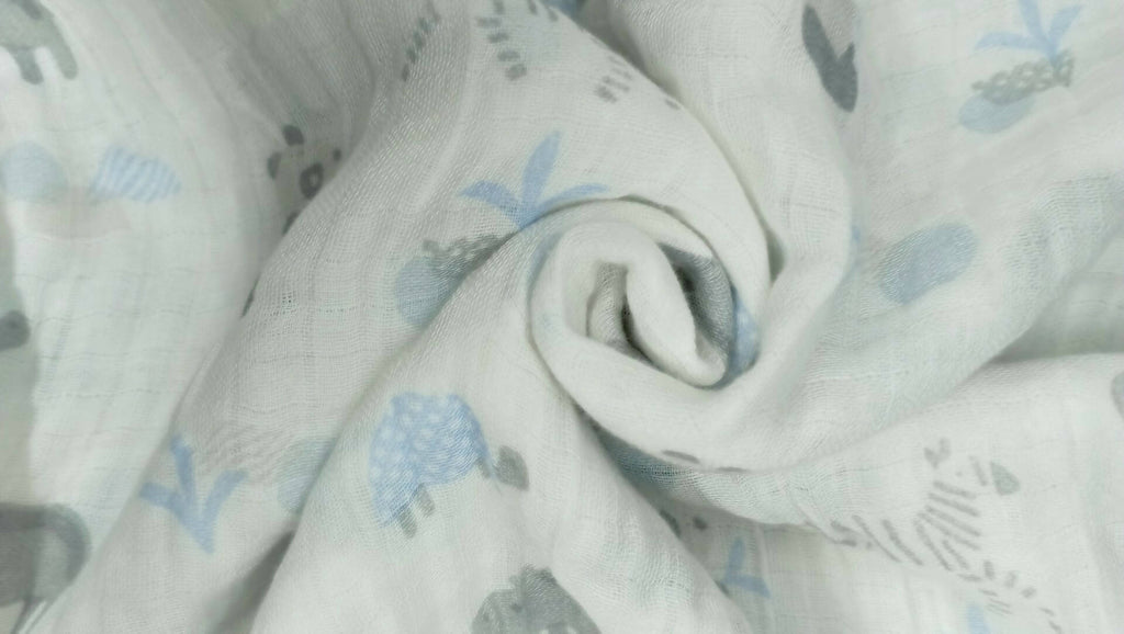 Kindermum Organic Cotton Muslin Swaddle Blanket 100 Cm X 100 Cm - Set Of 2 - Jungle Safari And Tiny Animals | Grocsy