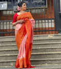 DEIANA'S Beautiful Designer Golden zari Soft Lichi Silk Saree - Peach | Grocsy