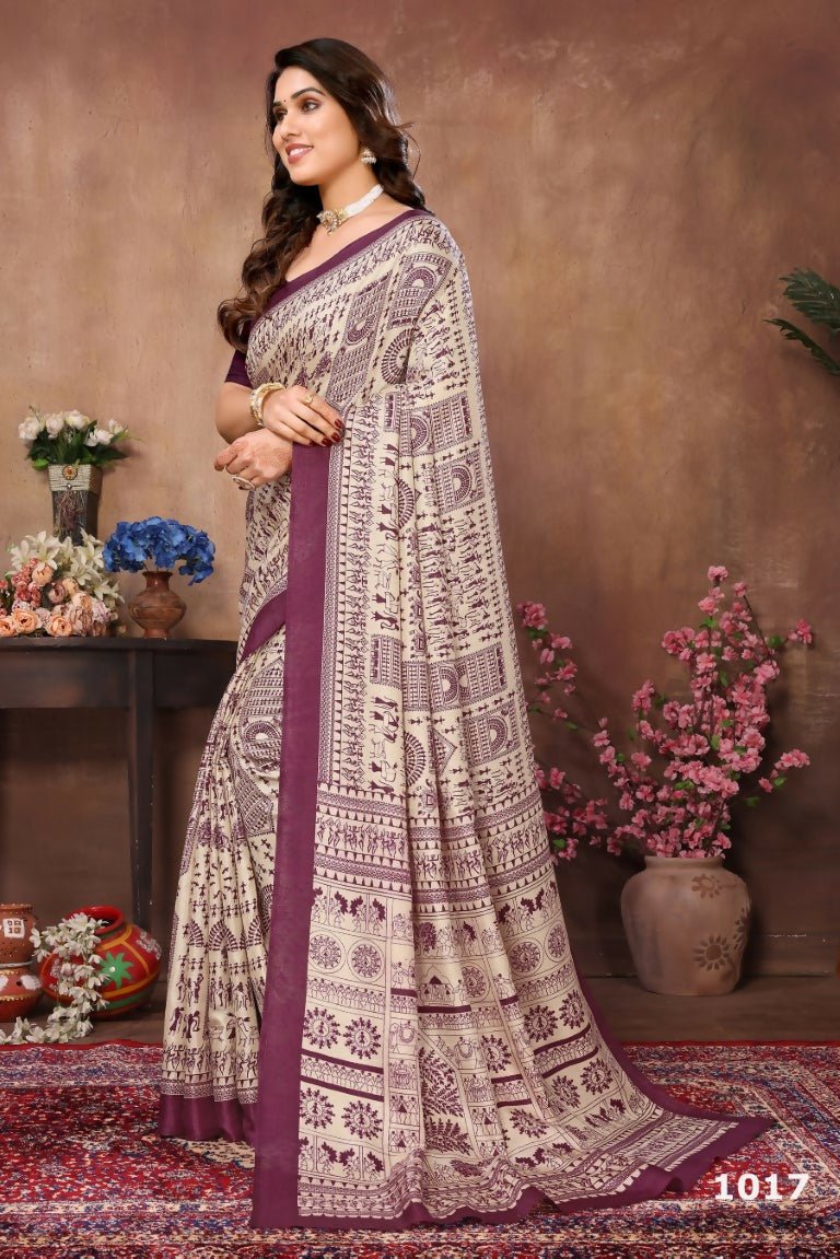 Aafreen Partywear Designer Purple Khadi Fancy Saree | Grocsy