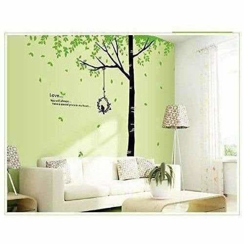 StylishWalls PVC Vinyl Self-Adhesive Calm Green Trees Nature Wall Stickers for Bedroom (Large, 220 x 200 cm) | Grocsy