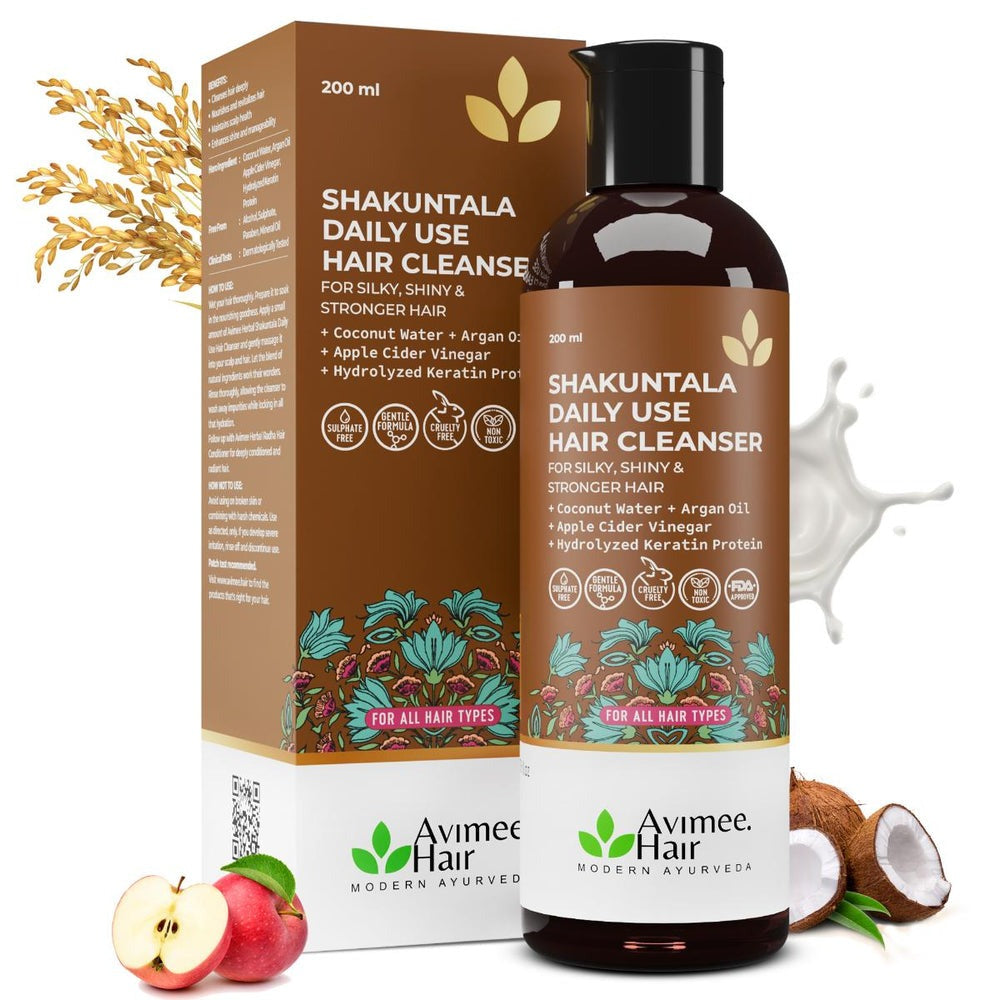 Avimee Herbal Shakuntala Hair Cleanser/Shampoo For Silky & Shiny Hair With Aloe Vera, Apple Cider Vinegar, Rice Protein & Keratin Protein | Grocsy