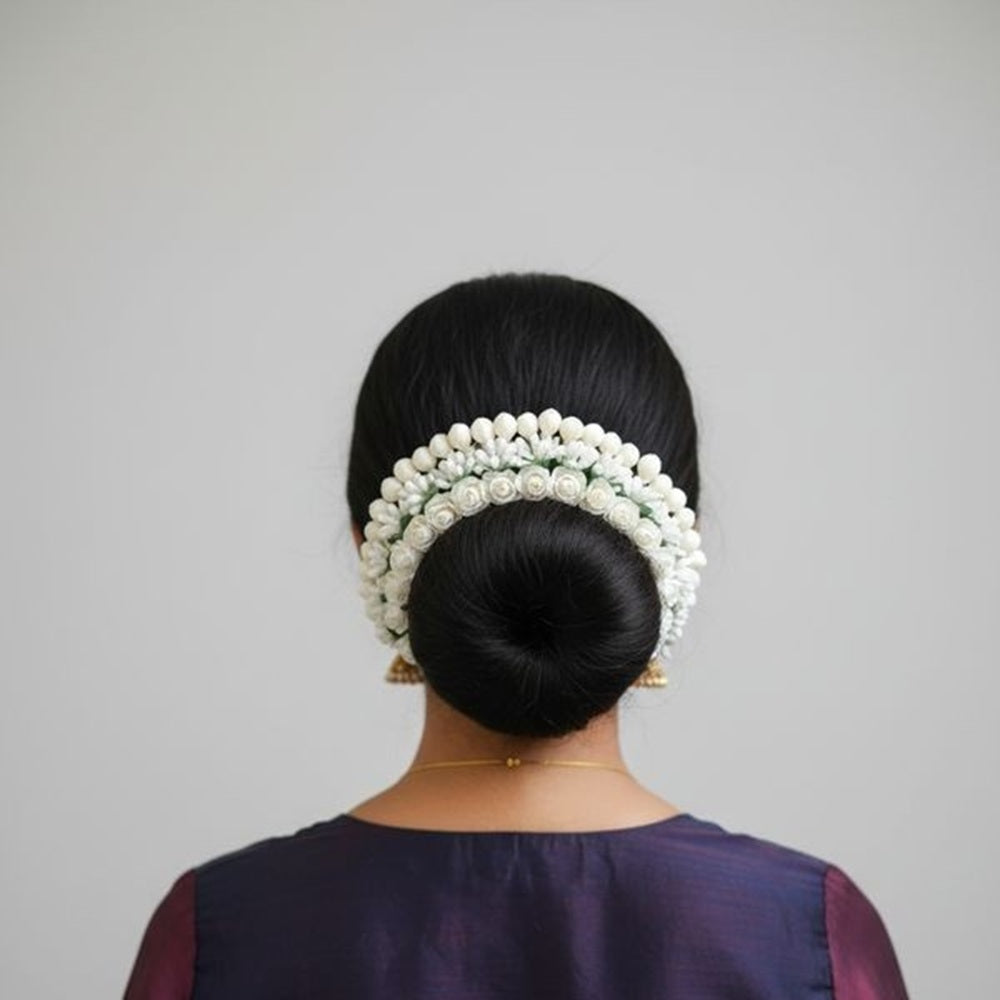 White Rose Hair Gajra | Grocsy