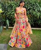 Lehenga Mart Multicolor Faux Georgette Designer Bollywood Style Wedding Wear Lehenga Choli | Grocsy