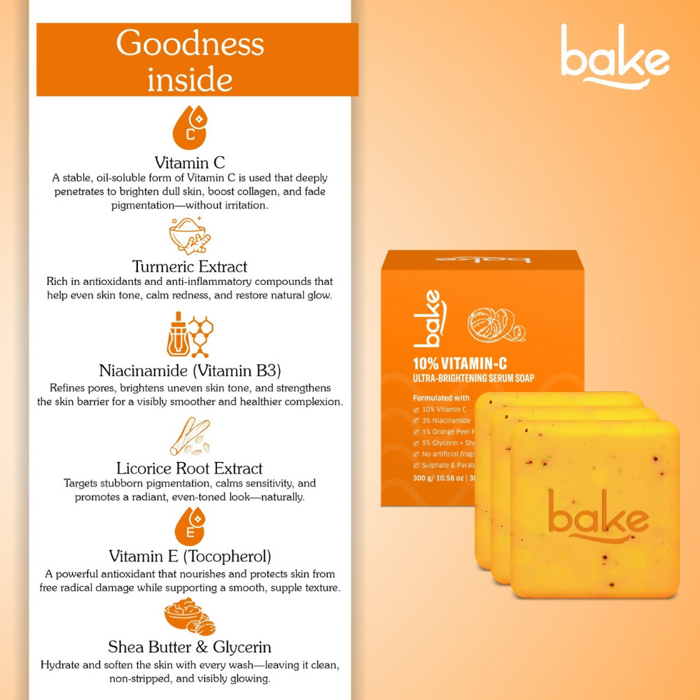 Bake 10% Vitamin C Ultra Brightening Serum Soap | Grocsy