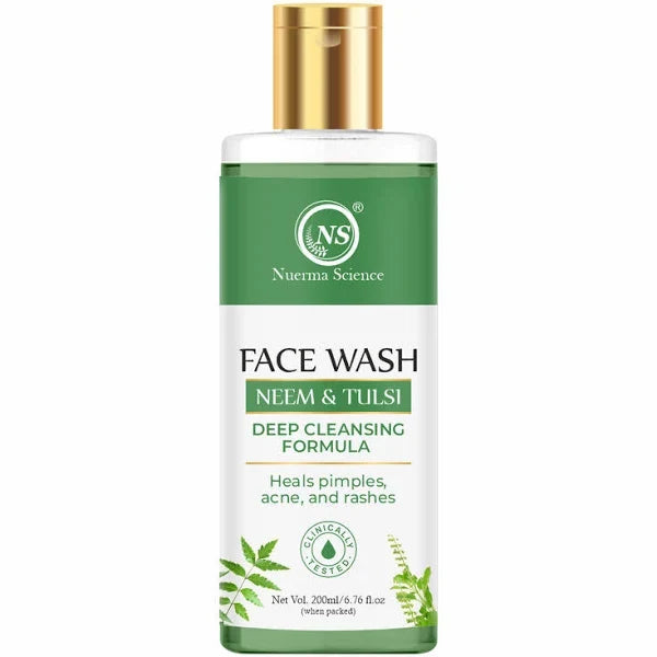Nuerma Science Neem & Tulsi Face Wash | Deep Cleansing Formula to Heal Pimples, Acne & Rashes | Grocsy