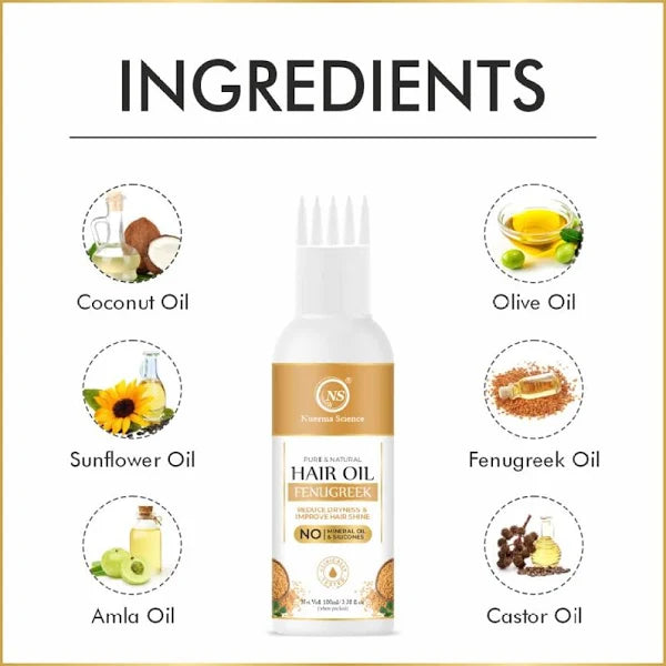 Nuerma Science Fenugreek Hair Oil to Reduce Dryness & Improve Hair Shine | Grocsy