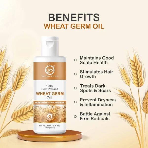 Nuerma Science 100% Cold Pressed Wheat Germ Oil to Moisturize Skin & Hair | Grocsy