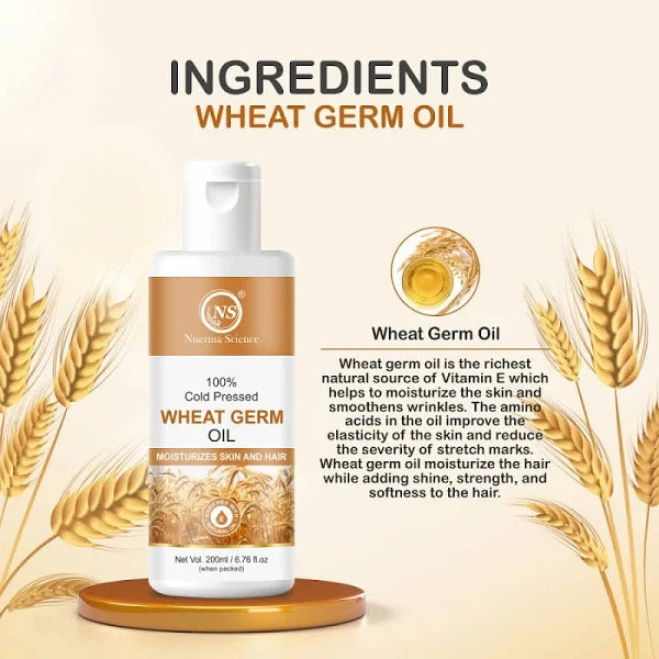 Nuerma Science 100% Cold Pressed Wheat Germ Oil to Moisturize Skin & Hair | Grocsy