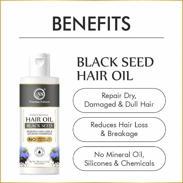 Nuerma Science Black Seed Hair Oil to Reduce Hair Loss & Locks in Hydration | Grocsy