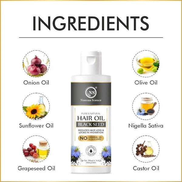 Nuerma Science Black Seed Hair Oil to Reduce Hair Loss & Locks in Hydration | Grocsy