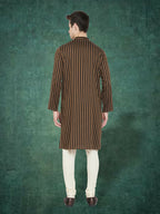 Even Apparels Men's Striped Brown and Black Kurta | Grocsy