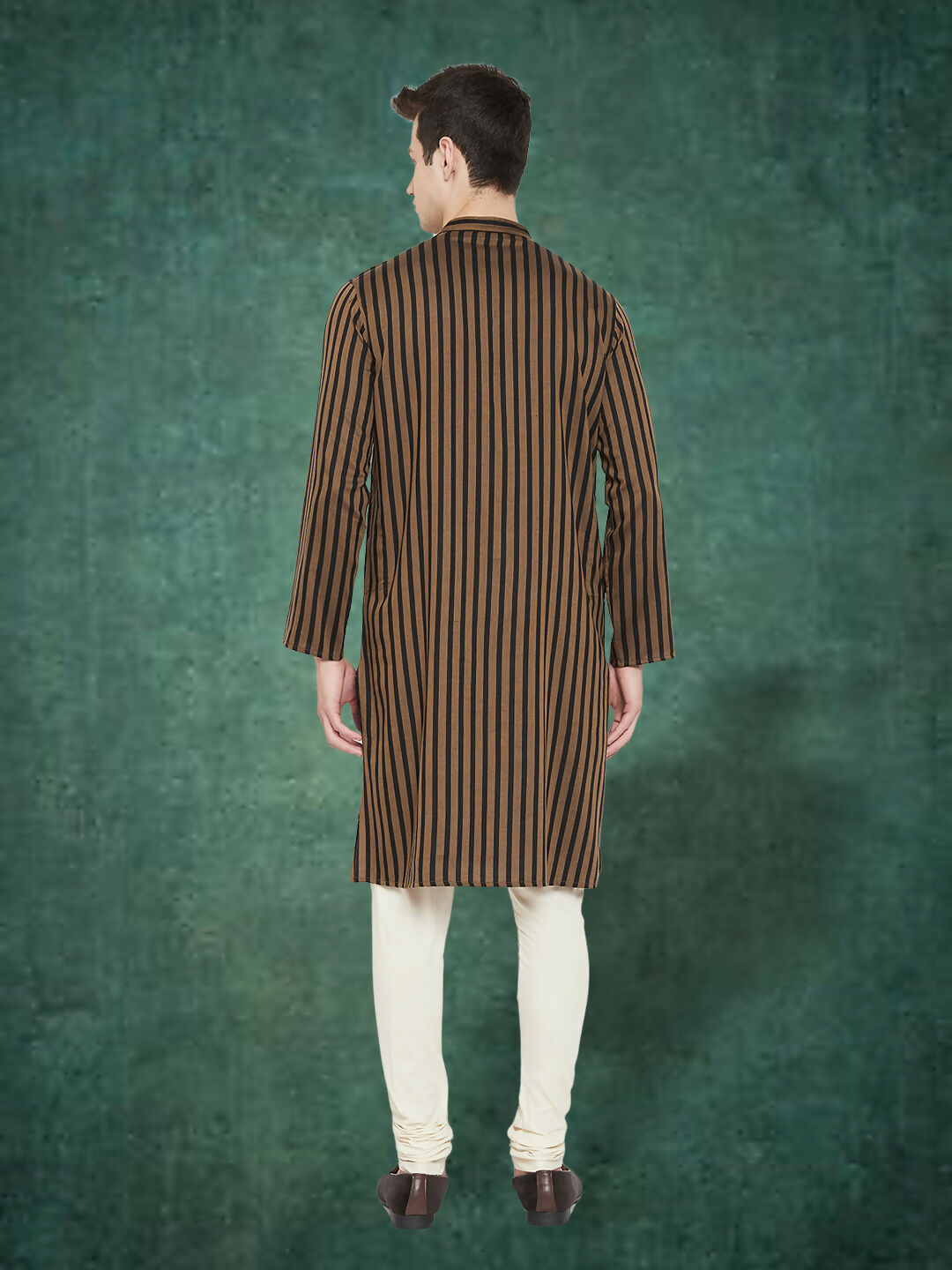 Even Apparels Men's Striped Brown and Black Kurta | Grocsy