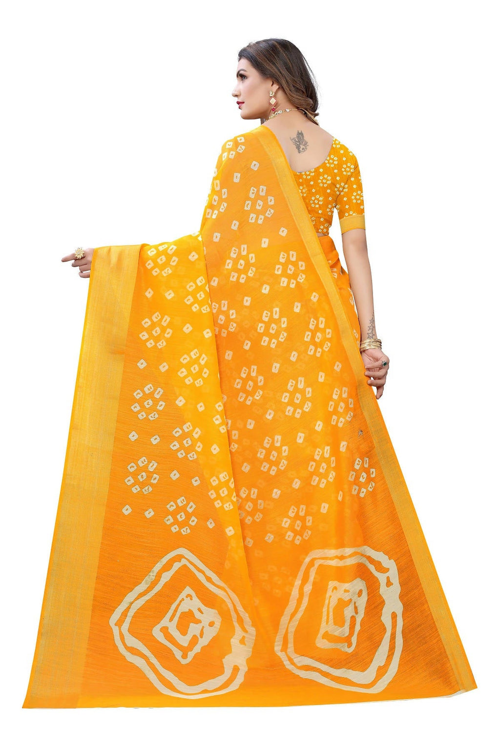 Vamika Stylish Orange Linen Jari Border Saree (RADHIKA ORANGE) | Grocsy