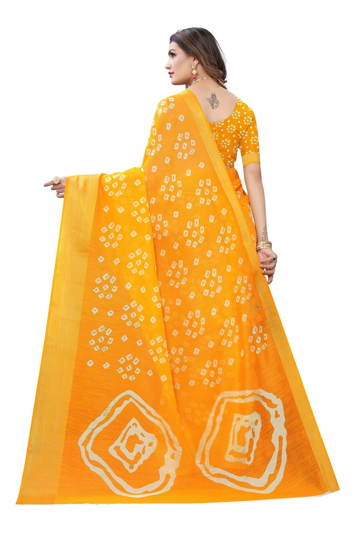 Vamika Stylish Orange Linen Jari Border Saree (RADHIKA ORANGE) | Grocsy