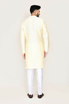 Joban Fashion Beige Colored Art Silk Fabric Kurta With Straight Fit Pant | Grocsy