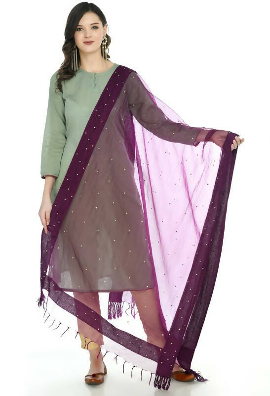 Mominos Fashion Moeza Organza Stone Work Purple Dupatta | Grocsy