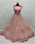 Jyoti Fashion Women's Pink Heavy Net Fancy Dori, Multi Thread, Rainbow Sequins and Diamond Work Wedding Lehenga Choli | Grocsy