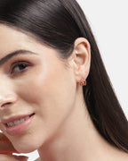 Rose Gold-Polished Cz Contemporary Hoop Earring For Women - Wahe Jewels - Swadesiicart