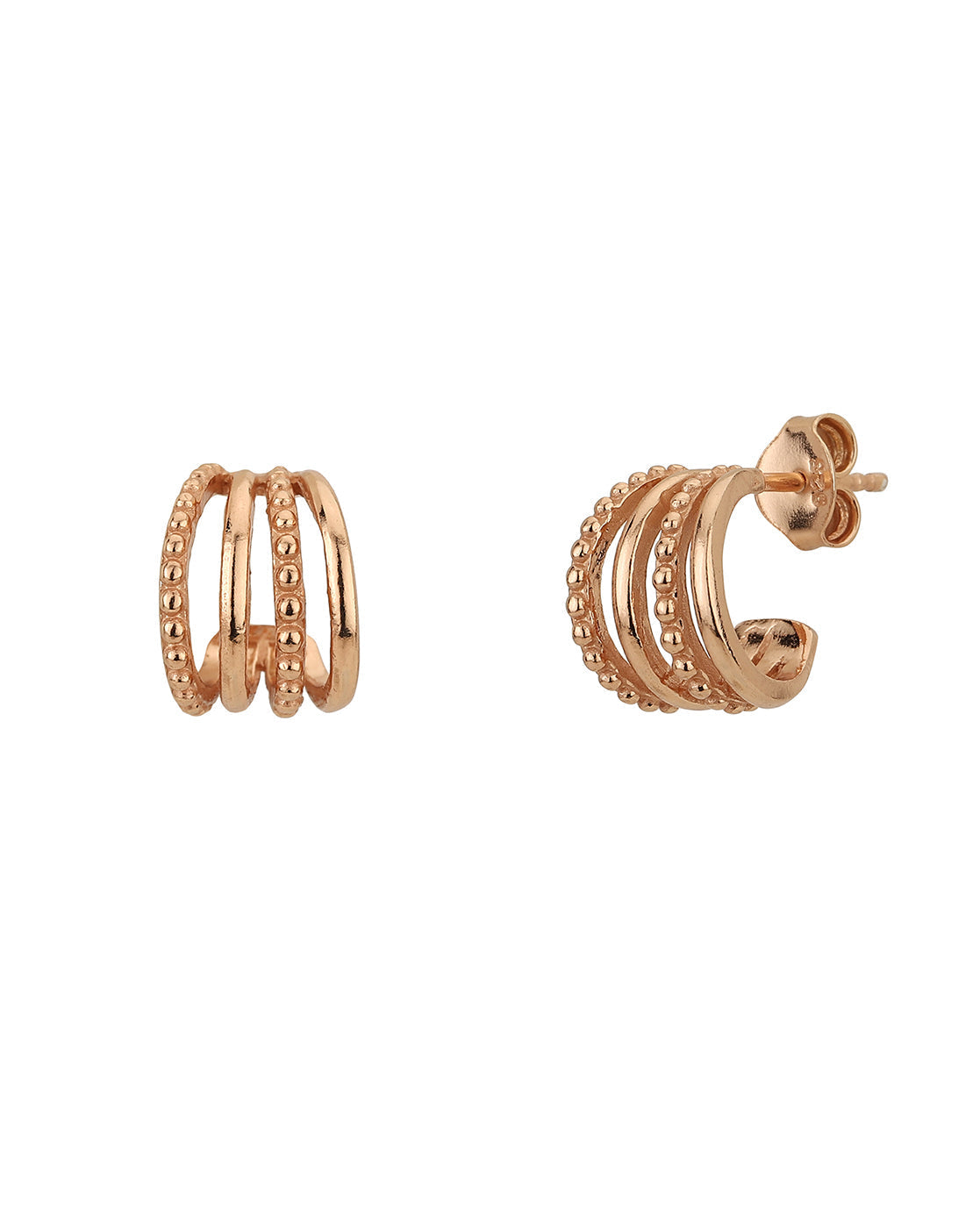 Rose Gold-Polished Cz Contemporary Hoop Earring For Women - Wahe Jewels - Swadesiicart