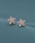 Premium Jewellery - Metallic & Pink Toned Cz Studded Silver - Plated Square Shaped Oxidised Drop Earrings - Wahe Jewels - Swadesiicart
