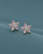 Premium Jewellery - Metallic & Pink Toned Cz Studded Silver - Plated Square Shaped Oxidised Drop Earrings - Wahe Jewels - Swadesiicart