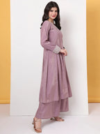 Yufta Silk Purple Anarkali Kurta Dupatta Palazzo Set | Grocsy