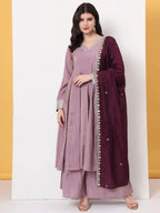 Yufta Silk Purple Anarkali Kurta Dupatta Palazzo Set | Grocsy