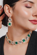 Divisha Alloy Gold-plated Green Jewellery Set | Grocsy