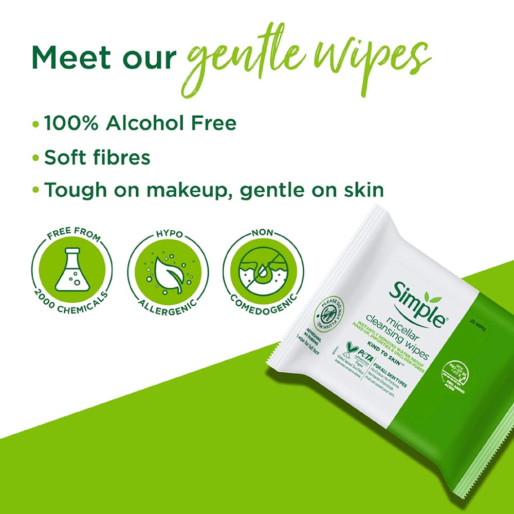 Simple Kind To Skin Micellar Cleansing Wipes | Grocsy