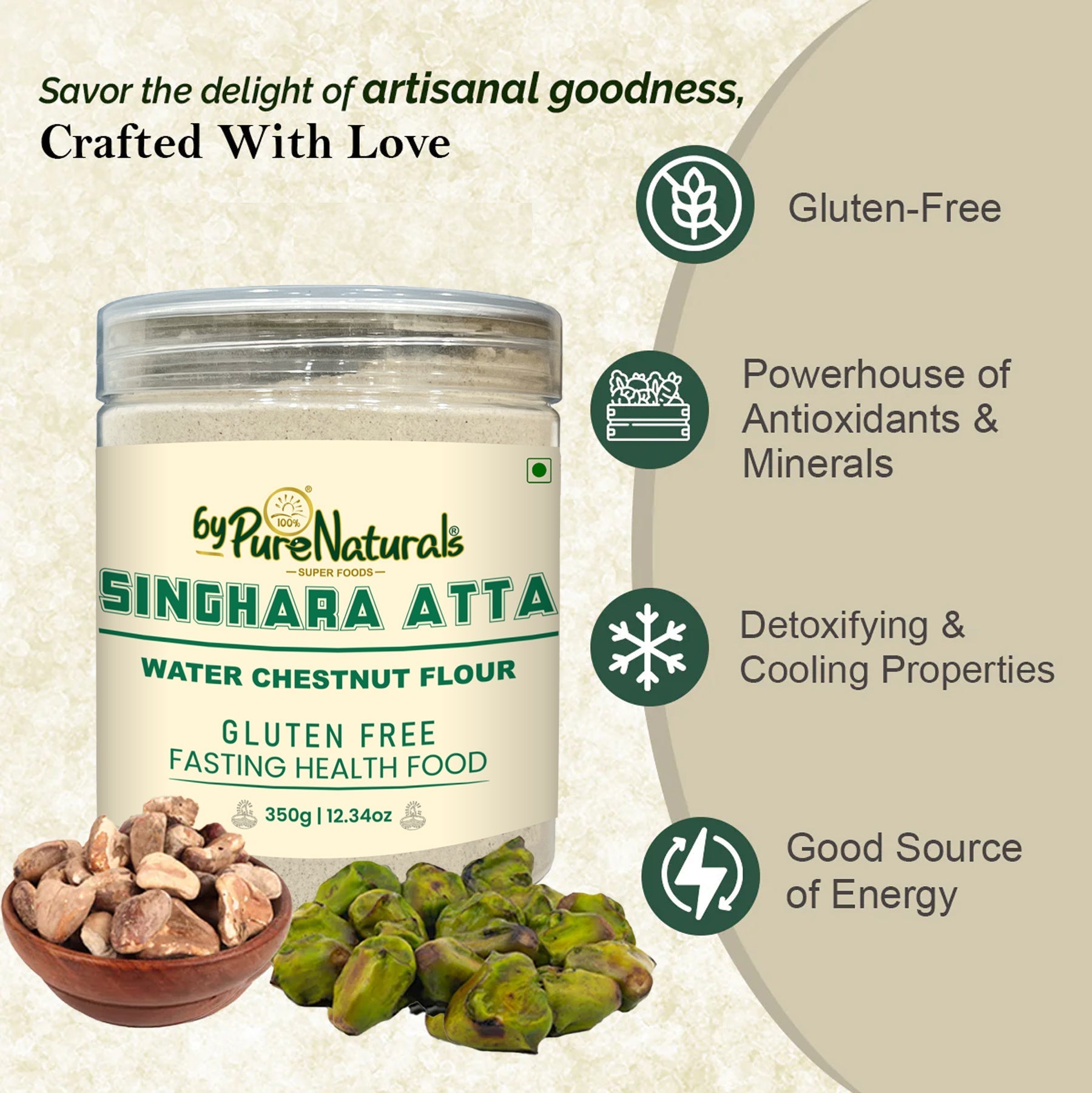 byPureNaturals Singhara Atta (Water Chestnut Flour) | Grocsy