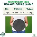 The Indus Valley CASTrong Cast Iron Roti/Dosa Tawa, Pre-seasoned, Nonstick, 100% Pure, Toxin-free, Gas & Induction,Spatula, 30.2cm, 2.4kg | Grocsy
