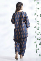Breathables Blue Butta Cotton Kurta & Pant Co-Ord Set | Grocsy