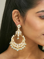 Nuyug 22K Gold-Plated Kundan Stone Studded & Pearl Beaded Chandbalis | Grocsy
