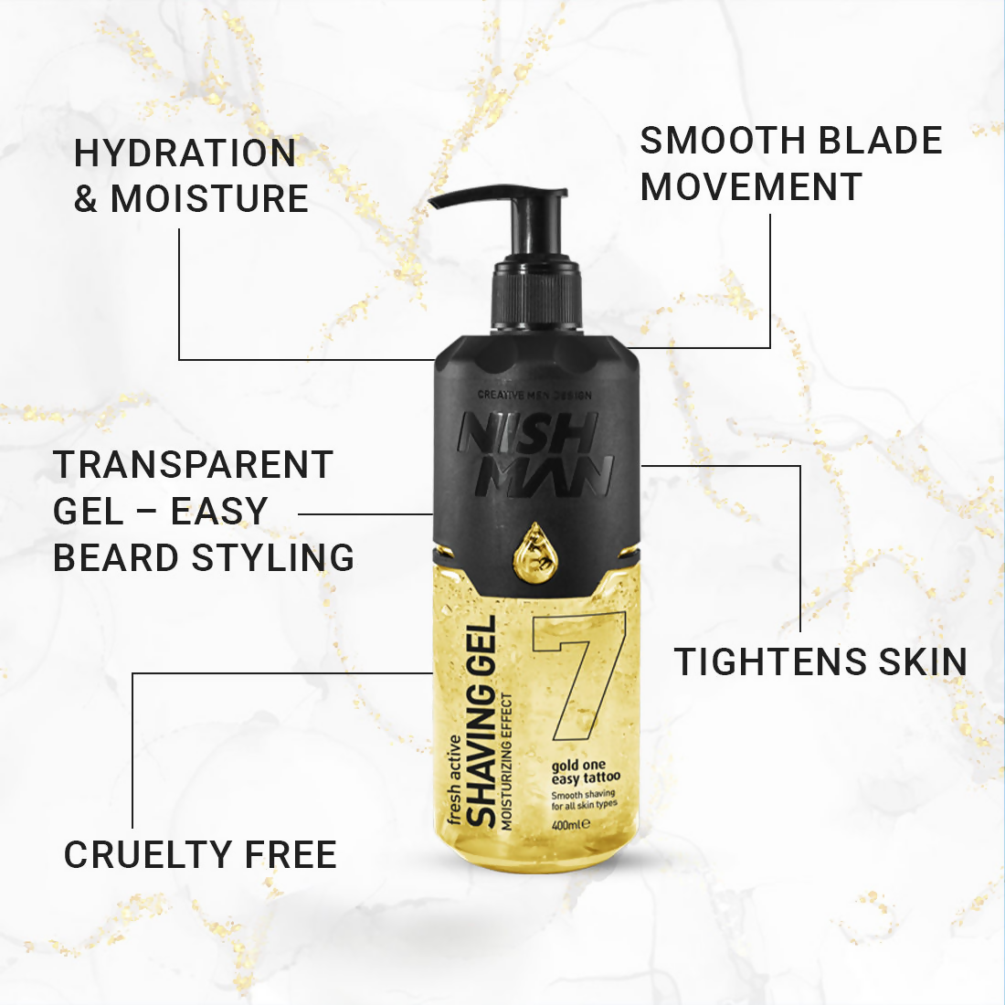 NishMan Fresh Active Shaving Gel Moisturizing Effect - Gold One | Grocsy