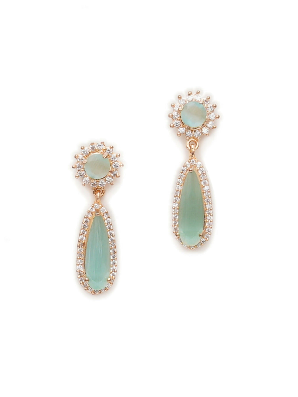 Long kundan earring (Mint green ) - Ruby Raang | Grocsy