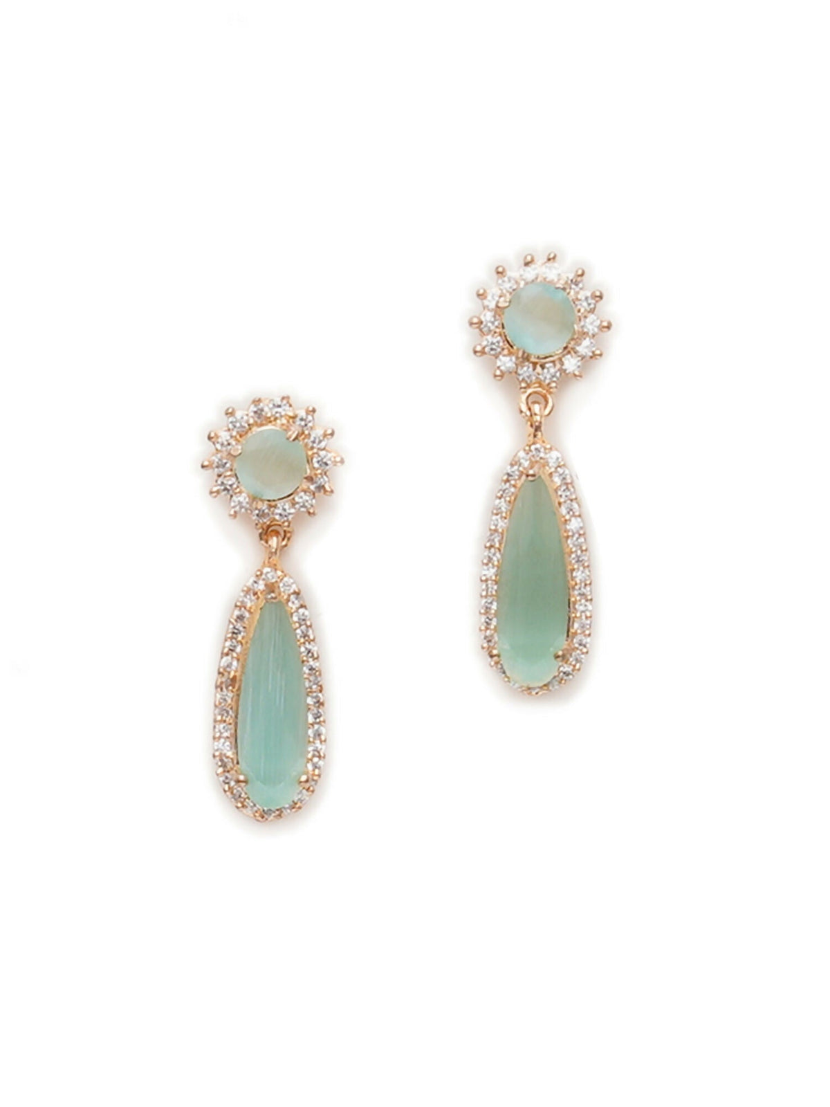 Long kundan earring (Mint green ) - Ruby Raang | Grocsy