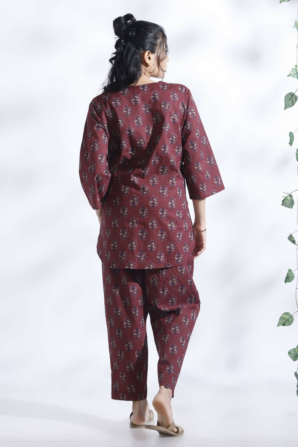 Breathables Butta Print Cotton Co-Ord Set – Wine | Grocsy