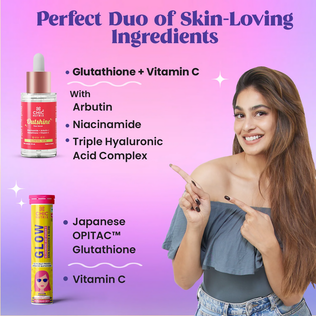 Chicnutrix Everyday Glow Combo - Glow & Outshine, Glutathione & Korean Brightening Serum | Grocsy