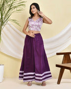 Amodini Designer Studio Floral Lavendar Sleeveless Padded Blouse | Grocsy