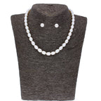 J Pearls 1 Line Oval Pearl Necklace - Real Pearl Jewelry | Grocsy